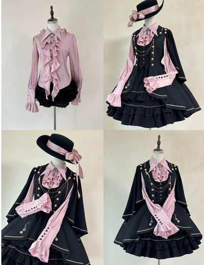 SilentMars - Fallen Moon Rule - Military Lolita Shirt Set Retro Knight Style Blouse