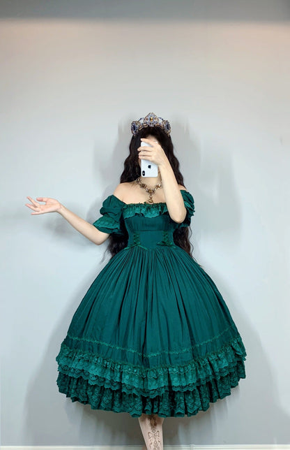 Sweet Wood - Nyx's Kiss - Plus Size Classic Lolita Short-sleeved OP Dress
