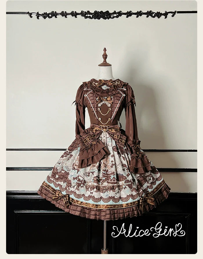 Alice Girl - Bear Chocolate Bar - Kawaii Lolita JSK & Salopette Dress