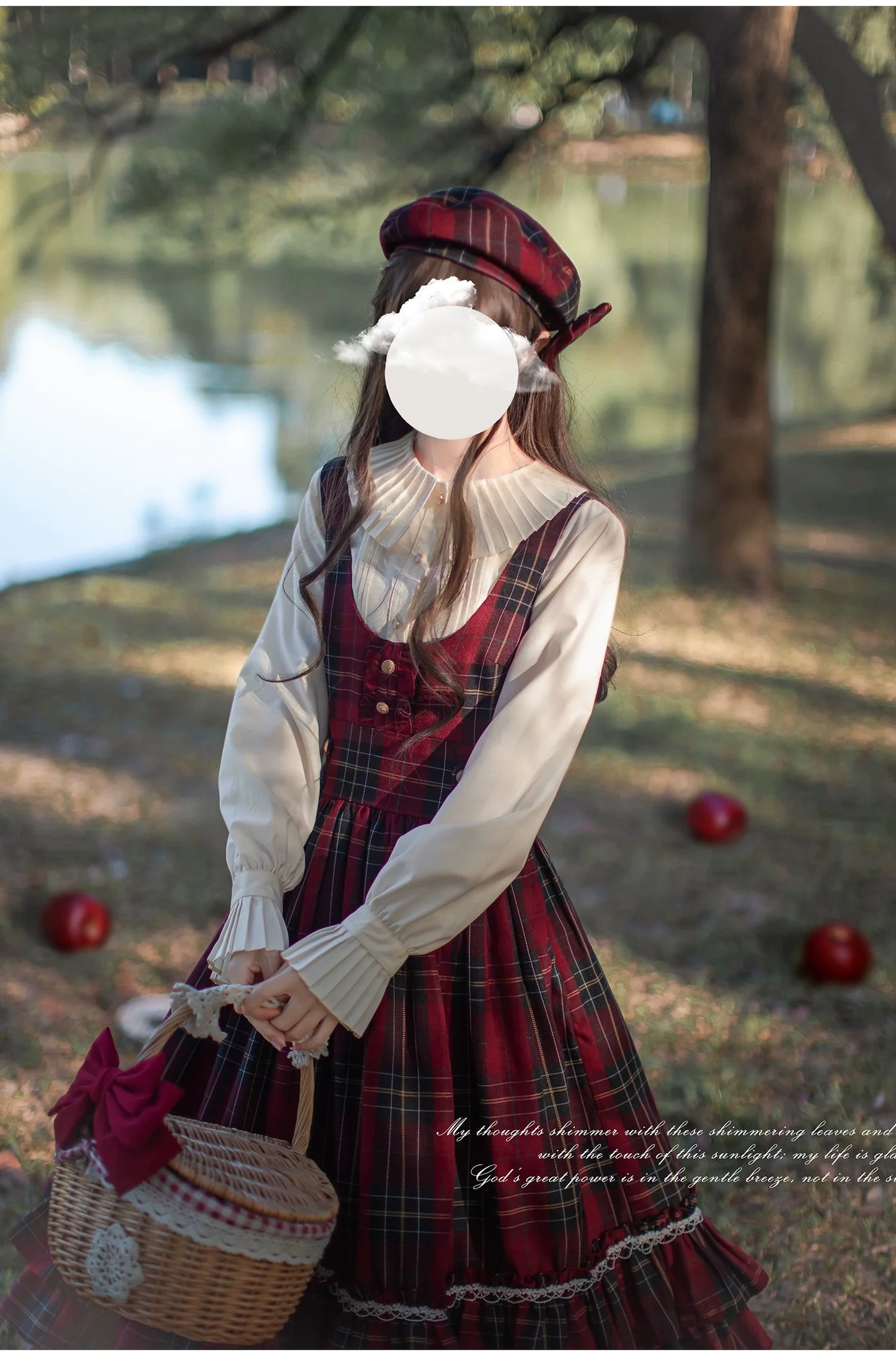 HuTaoMuJK - Little Red Riding Hood - Vintage Lolita Cape & JSK Dress Set