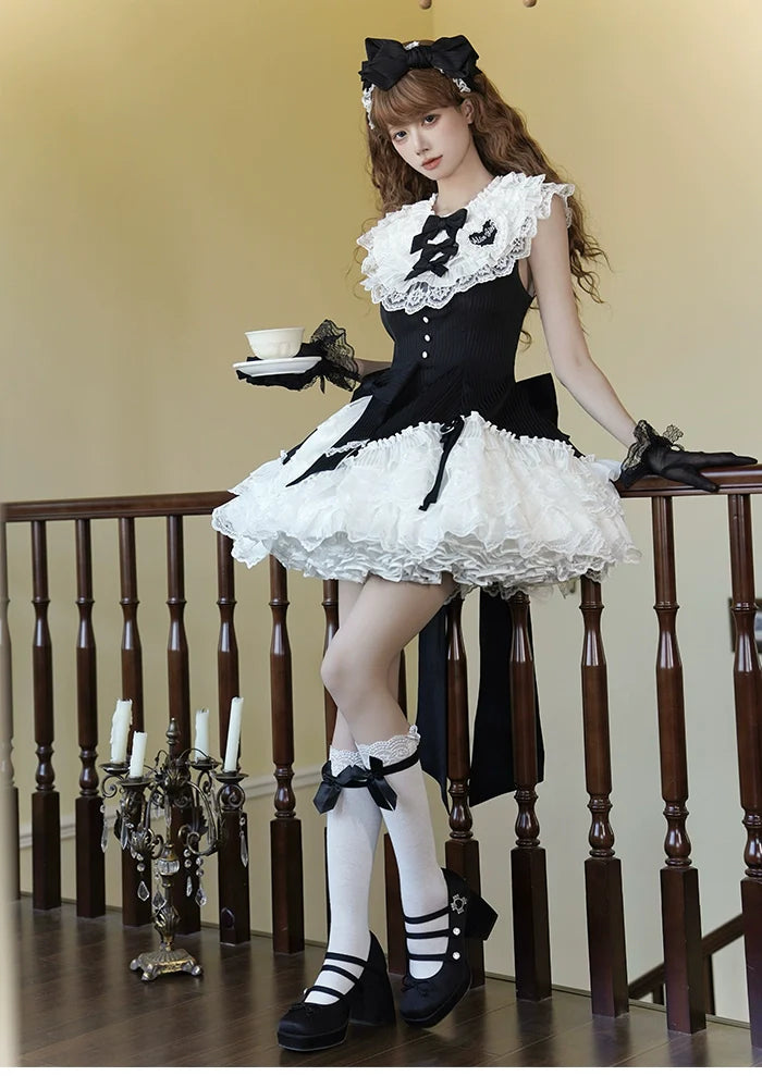 Alice Girl - Arrogant Miss - Sweet Lolita Jumper Dress with Tiered Lace Dress