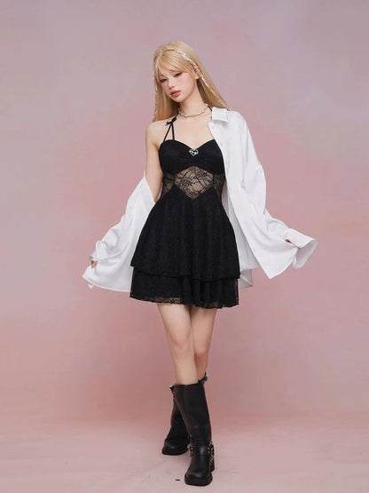 See-through suspender dress【s0000008933】