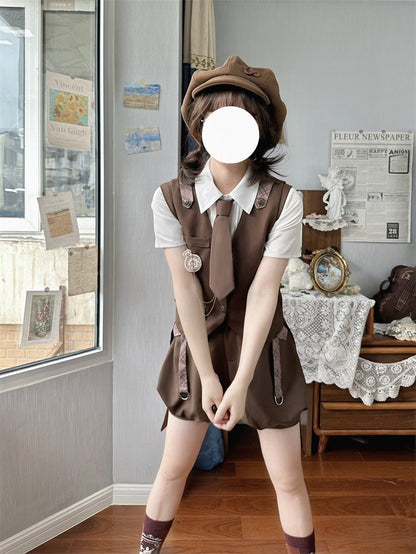 Letters from Unknown Star - Ouji Lolita Brown Short Set