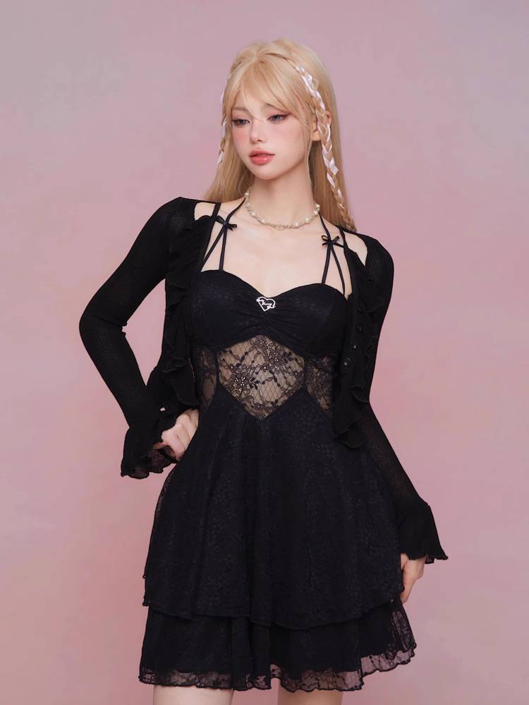 See-through suspender dress【s0000008933】