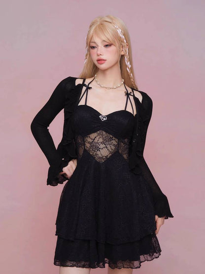 See-through suspender dress【s0000008933】