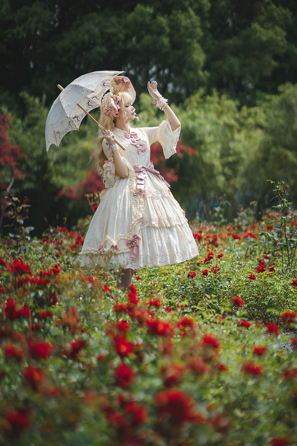 Miss Point - Lilyka Garden - Classic Lolita OP Dress Set Elegant Floral Wall Princess Sleeve