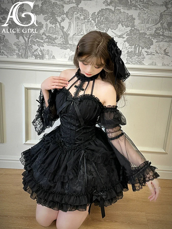 Alice Girl - Cross Princess - Sweet Lolita Princess Sleeves Cross Embroidery Sleeves