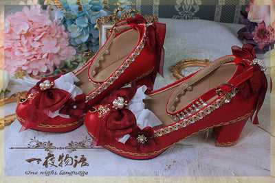 One Night - Bright PU Wedding Lolita Thick High Heels