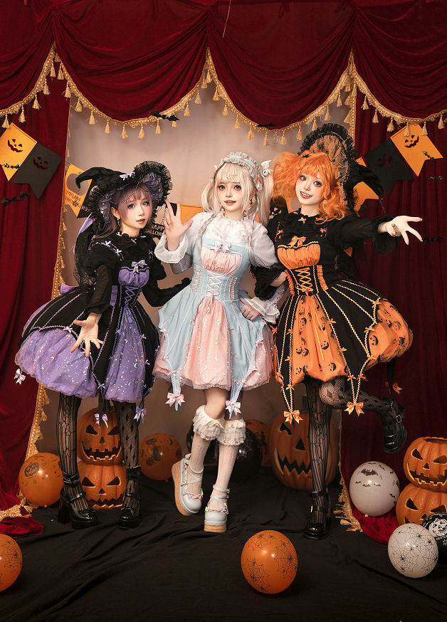 Lemon Honey - Halloween Gothic Lolita Jumper Dress, Pumpkin-inspired Dress