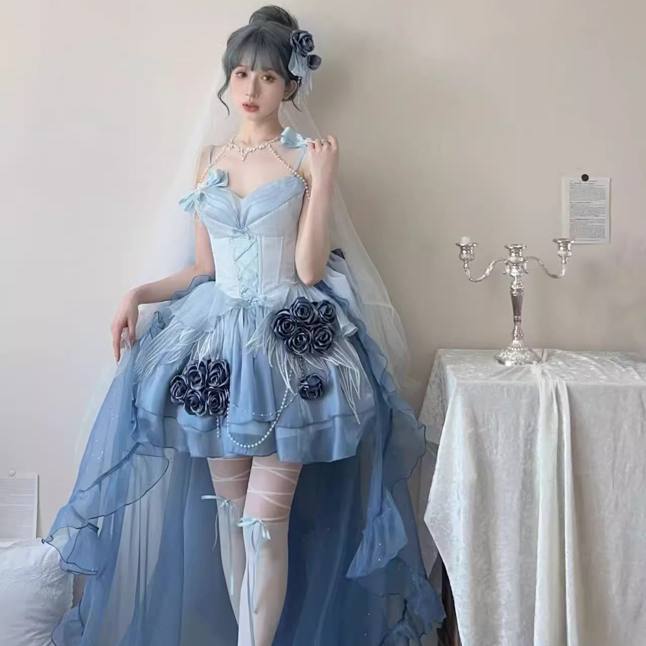 Meowing and fruity - Swan Fantasy - Fairy Lolita Short JSK Ballet-Style Jumper Dress