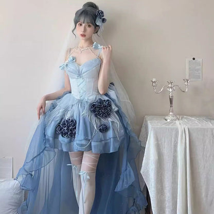 Meowing and fruity - Swan Fantasy - Fairy Lolita Short JSK Ballet-Style Jumper Dress