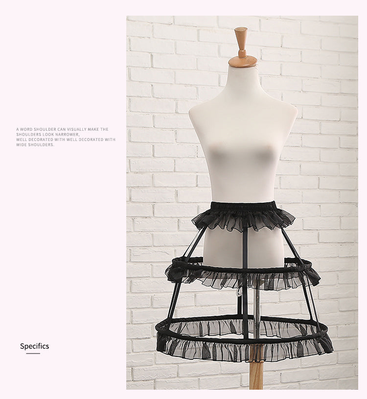 Manyiluo - Adjustable Lolita Petticoat Fish-bone Hollow-out Pannier
