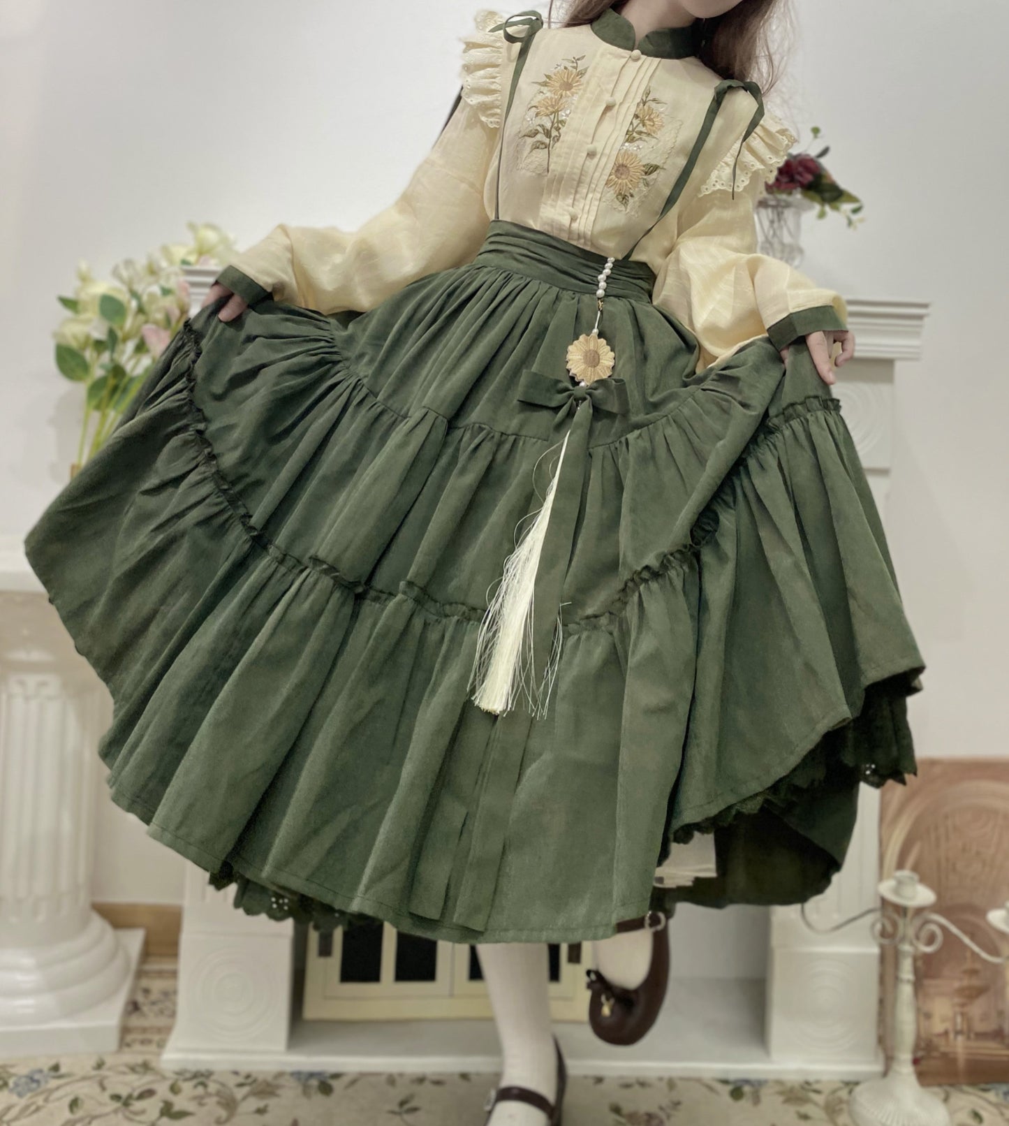 Meow Jun - Sunflower Appointment - Chinese Style Skirt and Blouse