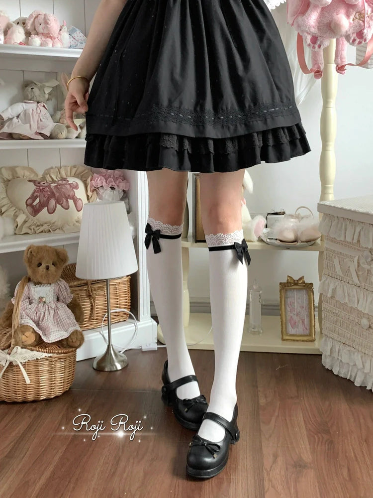 Roji Roji - Sweet Lolita Socks With Lace & Bow Details