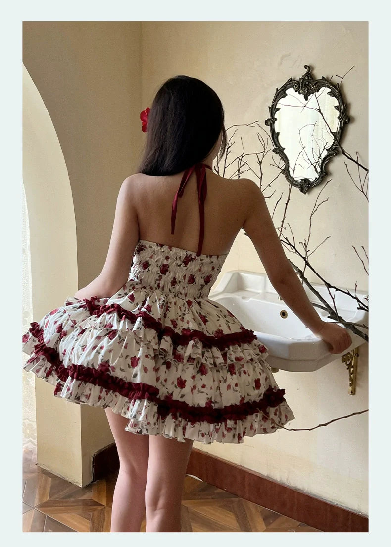 Diamond Honey Lolita - Heart Rose - Vintage Lolita Jumper Dress Retro Rose Lolita JSK