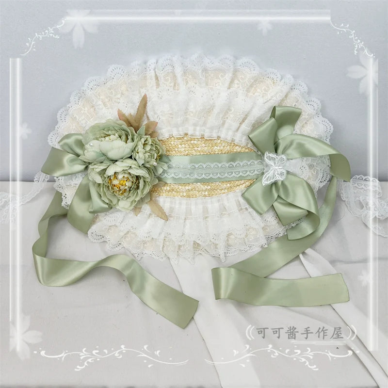 Cocoa Jam - Country Lolita Bonnet Lace Flower Flat Cap Multicolors Customized