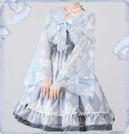 Time Memory - Xianbei - Sweet Lolita Chiffon Lantern Sleeve Cardigan with Bow