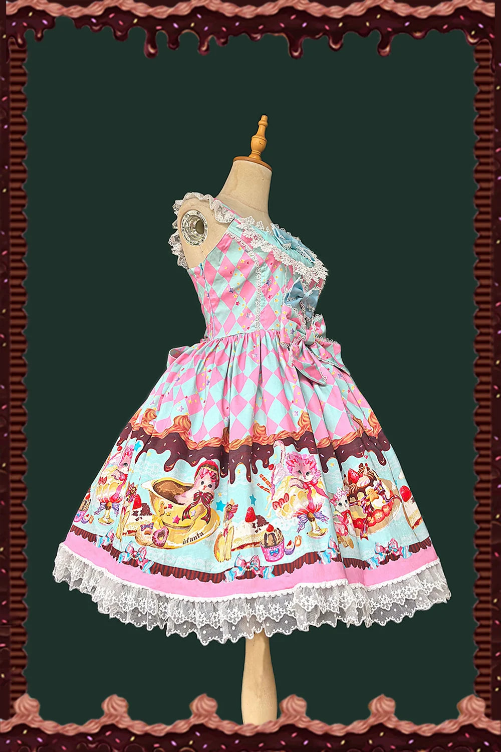 Infanta - Cream Meow - Sweet Lolita JSK, Cat Print