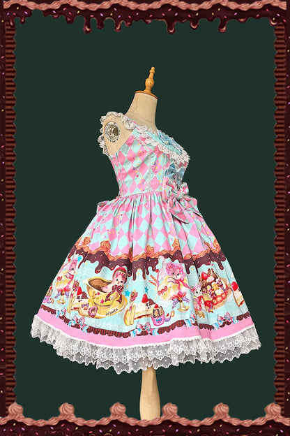 Infanta - Cream Meow - Sweet Lolita JSK, Cat Print