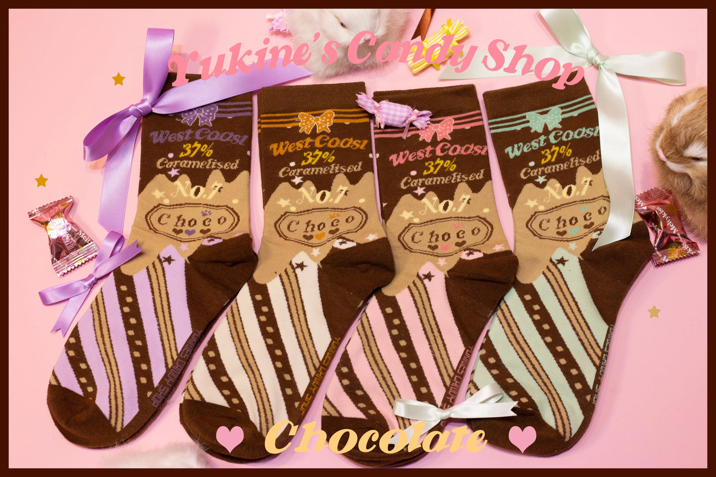 Yukines Box - Kawaii Lolita Chocolate Color Cotton Socks