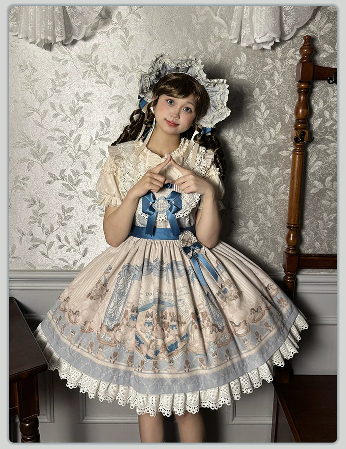 Alice Girl - Sea Salt Fairytale - Sweet Lolita JSK Doll-like Lolita Printed Dress