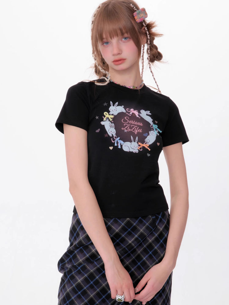 Round neck print short sleeve T-shirt【s0000007534】