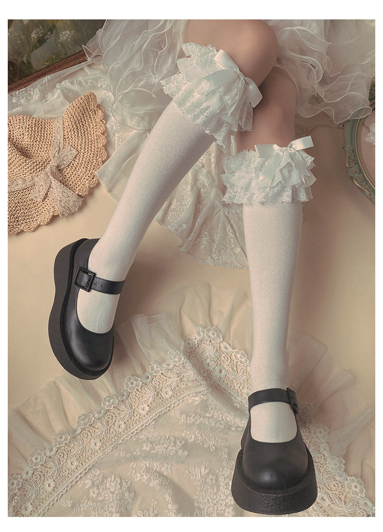 WAGUIR - Lolita Bow Cotton Socks Lace Socks