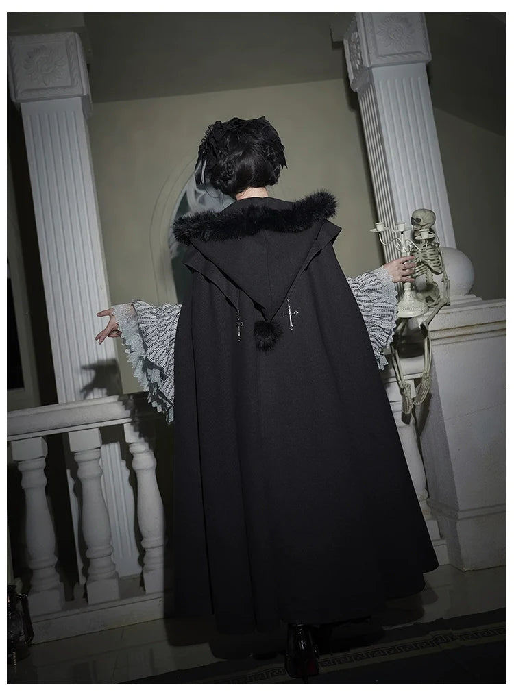 With PUJI - Letter and Poetry ﾂｷ Raven's Night Song - Gothic Lolita Black Cloak