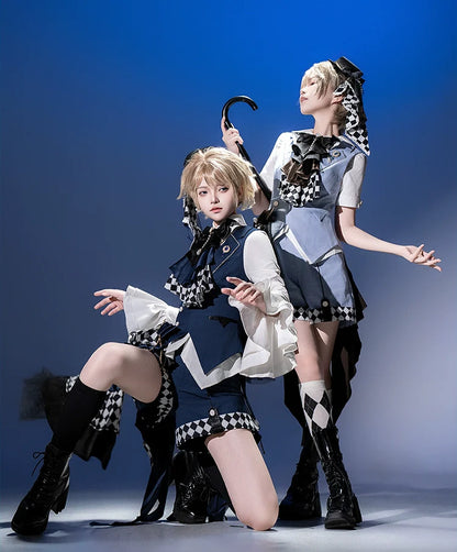 Forest Fluorescent Carps - The Judge's Game - Light Blue Ouji Lolita Shorts, Short Sleeve Shirt