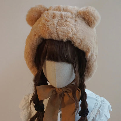 Besozealous - Winter Lolita Hat Bear Ears Hooded Hat