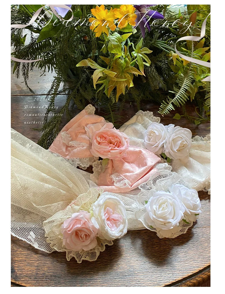 Diamond Honey - Love and Roses - Princess Bridal Wedding Lolita Dress With Rose Detail and Tiered Skirt