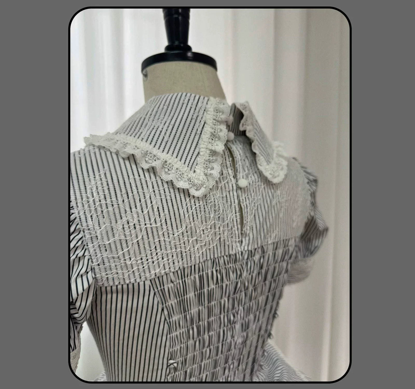 Susin Lolita - Striped Cross - Gothic Coordinated Lolita Set, Adjustable Blouse & Skirt