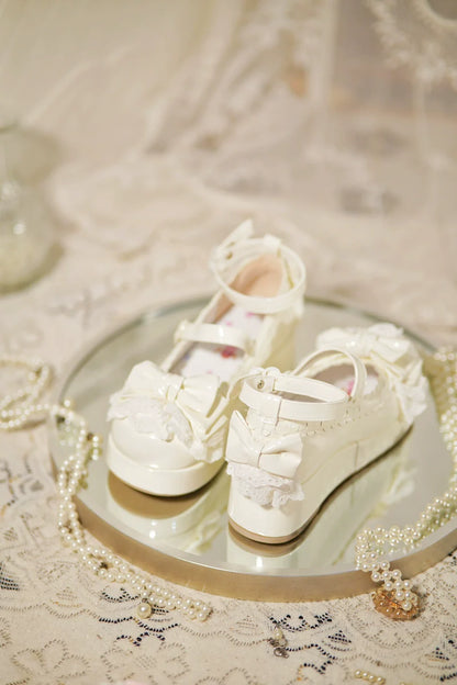 Jiujiu Lolita - Milky Puff - Sweet Lolita Heels Shoes, Round Toe With Petite Wedge