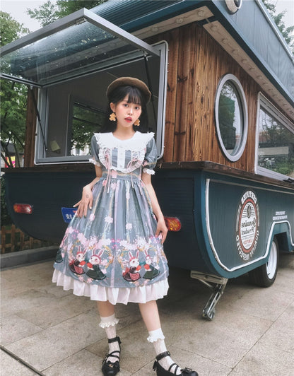 Niu Niu - Picnic Bunny Girl - Plus Size Lolita JSK Short Sleeve OP Dress