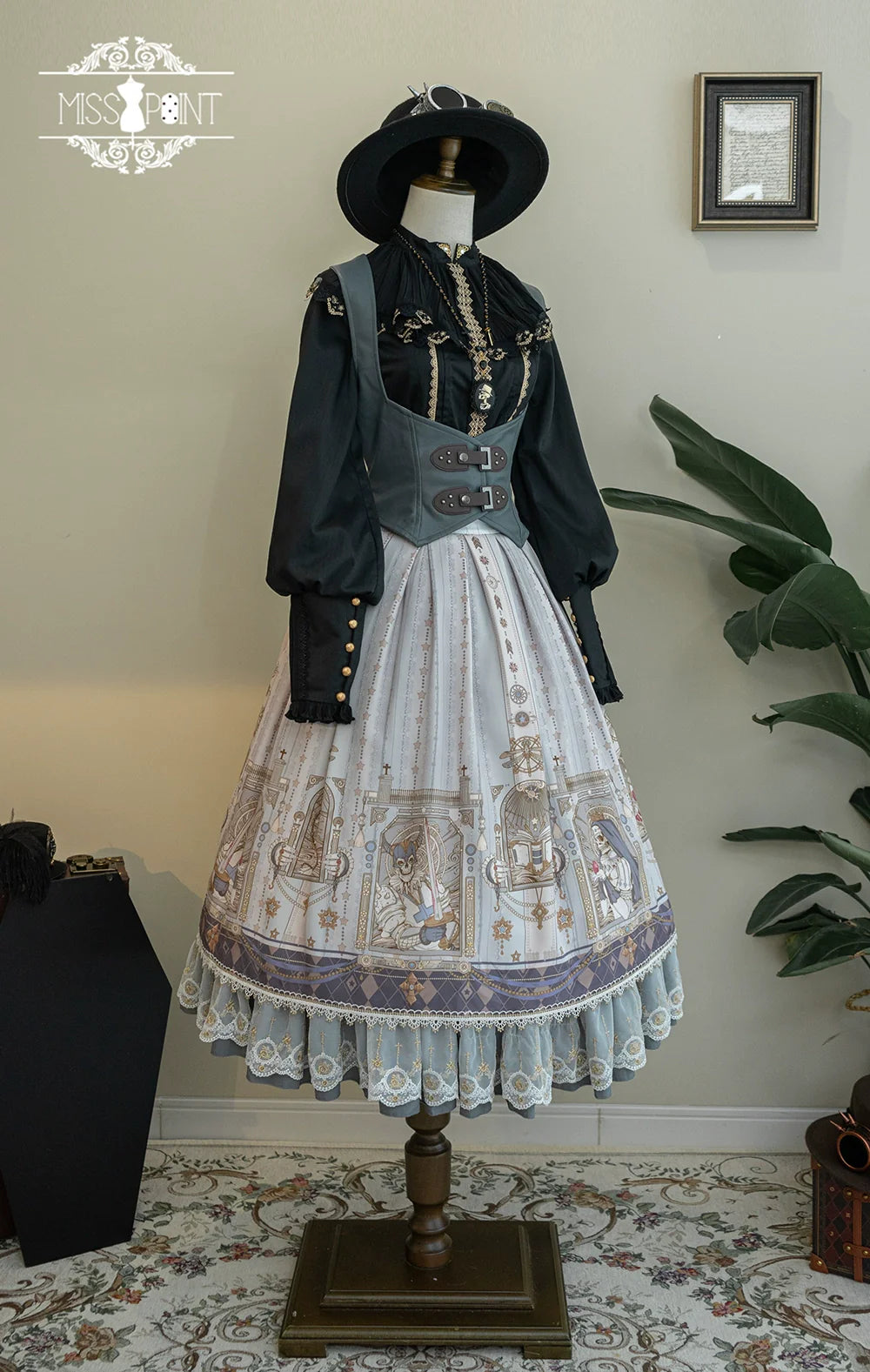 Miss Point - Demon Hunting Notes - Fishbone Gothic Lolita Skirt