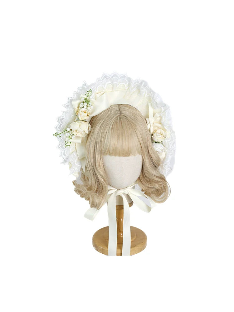 Xiaogui - Elegent Lolita Bonnet Bows Straw Hat
