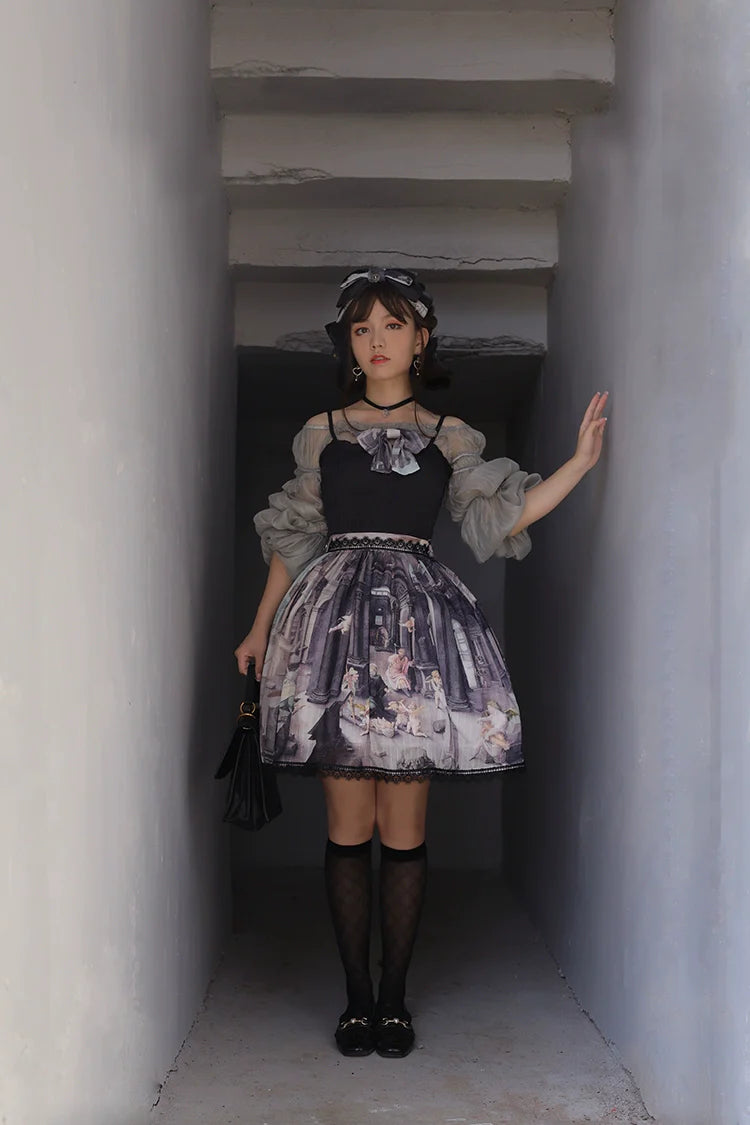 Balladeer - Classic Lolita Shirt Puff Sleeves Open Shoulder Blouse