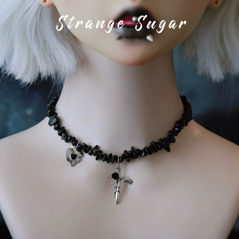 Strange Sugar - Handmade Gothic Lolita Choker, Multiple Pendant
