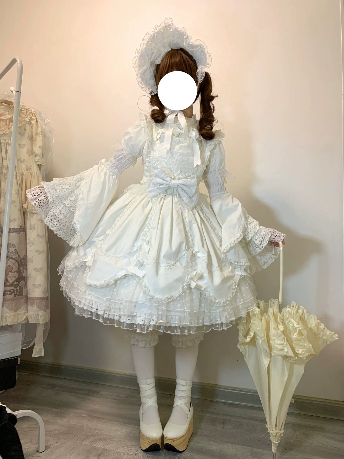 The Seventh Doll - Sweet Diary SP - Vintage Lolita Jumper Dress Petal-like Hem JSK Headdress Set