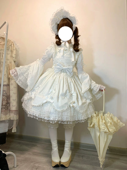 The Seventh Doll - Sweet Diary SP - Vintage Lolita Jumper Dress Petal-like Hem JSK Headdress Set