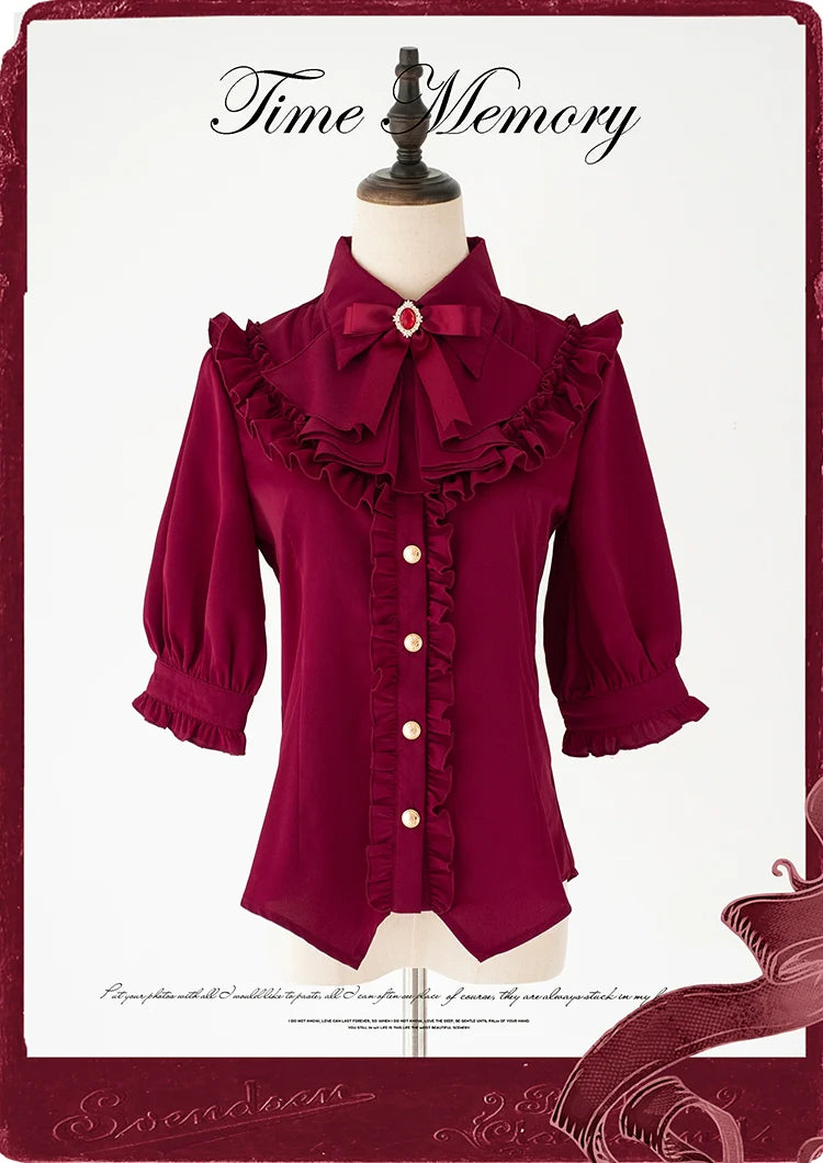 Time Memory - Earl Girl - Chiffon Classic Lolita Shirt, Mid-Length Mutton Sleeves
