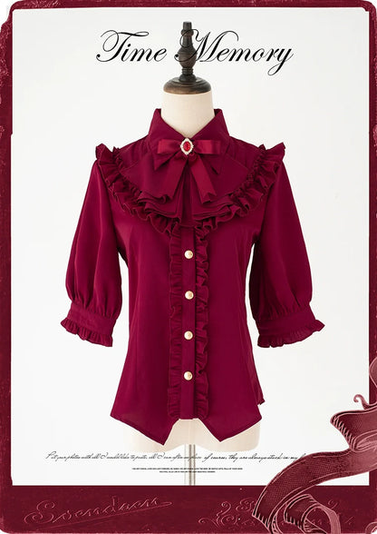 Time Memory - Earl Girl - Chiffon Classic Lolita Shirt, Mid-Length Mutton Sleeves