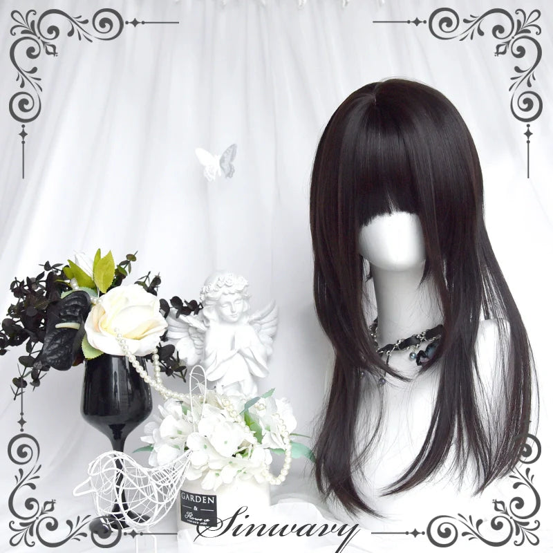 Sinwavy - Gothic Lolita Wig Black Natural Hair With Ponytails & Braids