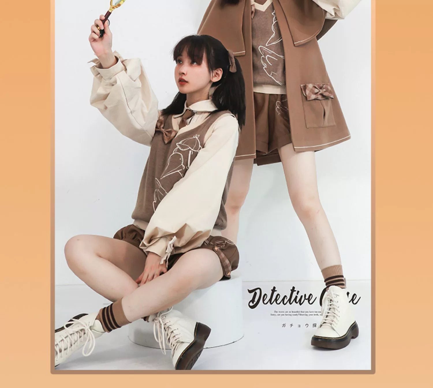 Piggy Bun - Famous Detective Goose - Ouji Lolita Retro Brown Sweater Vest