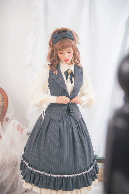 Miss Point - Rose Doll - Elegant Lolita Striped Fishbone Skirt