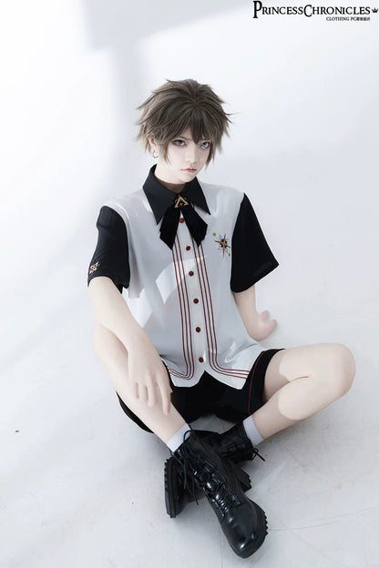 Princess Chronicles - Floral Intoxication - Retro Ouji Lolita Short Sleeve Shirt and Embroidered Shorts Set