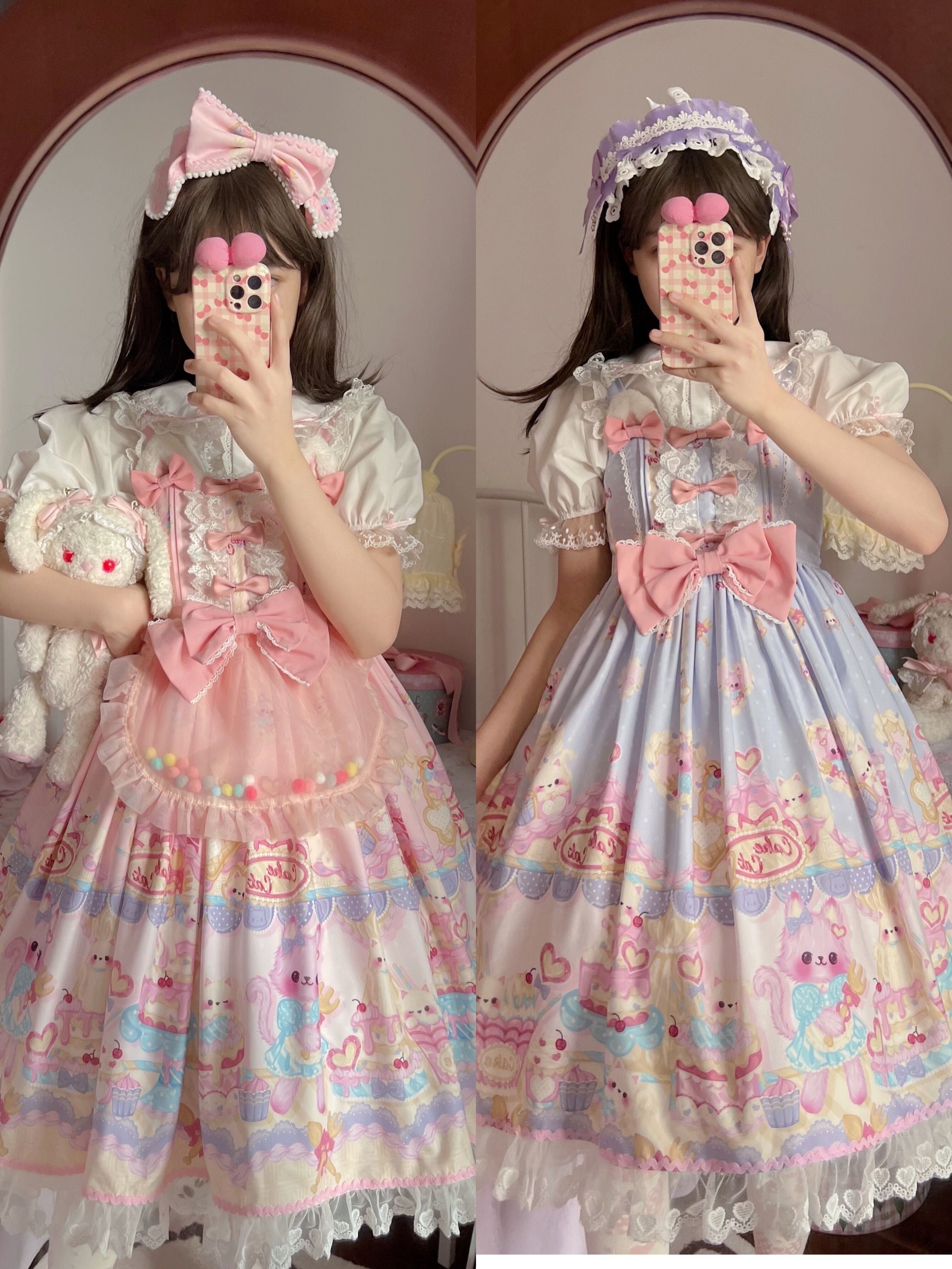 Sugar Girl - Kawaii Lolita Sweet JSK Dress, Cat Printed