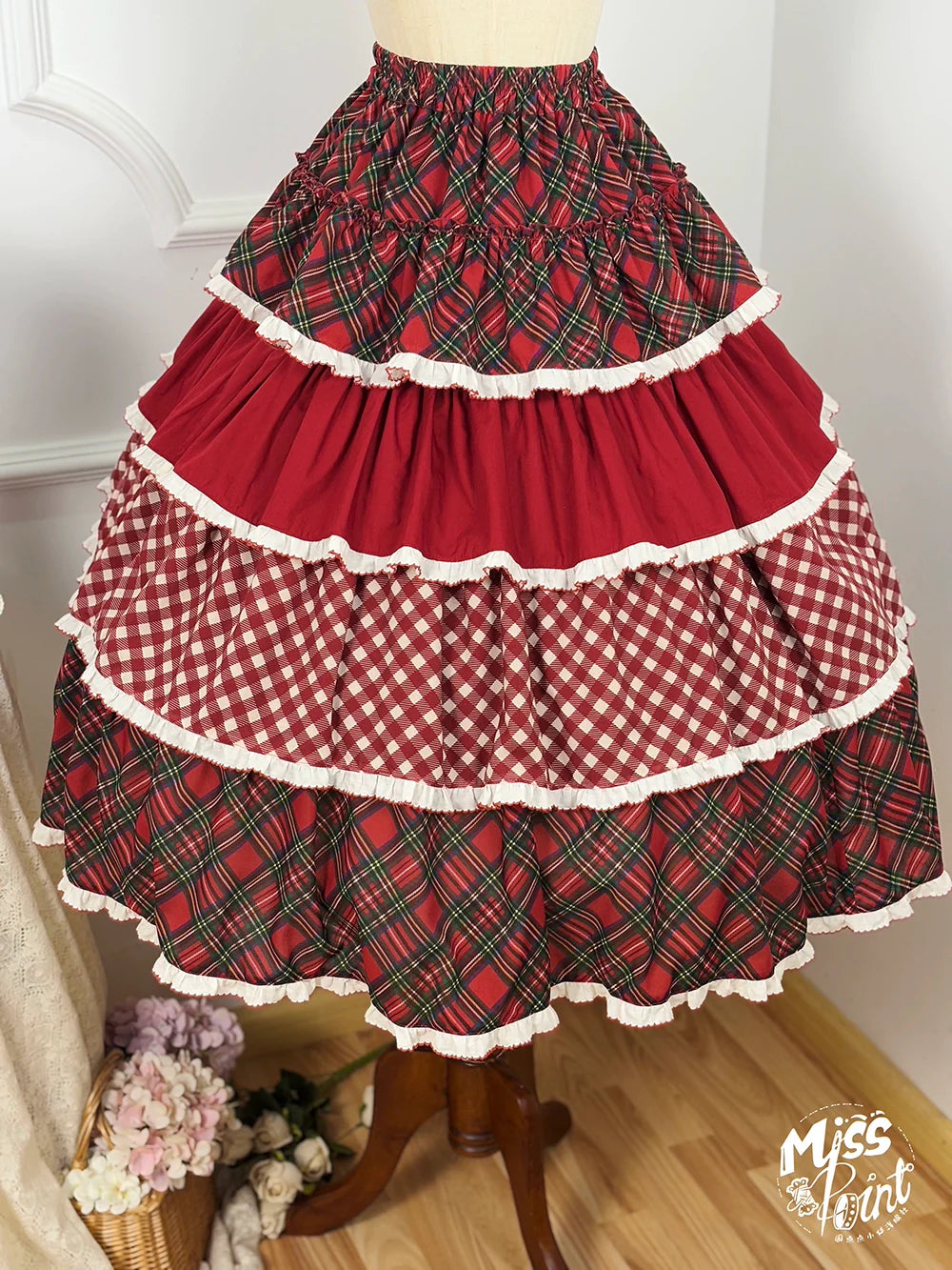Miss Point - Forest Berry Bunny - Sweet Lolita Plaid Skirt Tiered Ruffles Spring SK