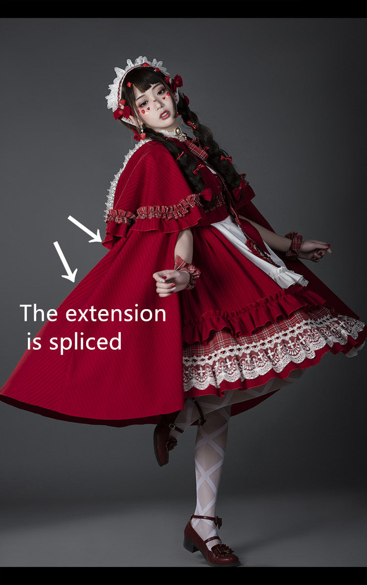 Youpairui - Little Red Riding Hood - Length Two-wear Hooded Lolita Cape