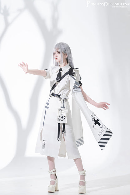 Princess Chronicles - Dry sea and Ashlar - Techwear-inspired White Cloak Set